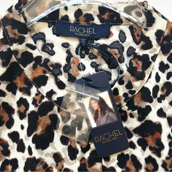 Rachel Roy Leopard Blouse Jacket Shirt Top Cropped NWT Brown Size Extra Large XL - Picture 6 of 10